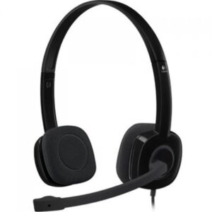 Logitech H151 Stereo Headset with Single 3.5mm Jack, Noise-Cancelling Mic, Black,