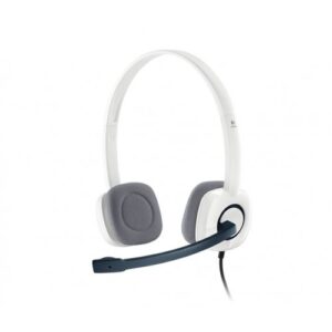 Logitech H150 Stereo Headset with Dual 3.5mm Jacks, Noise-Cancelling Mic, White,